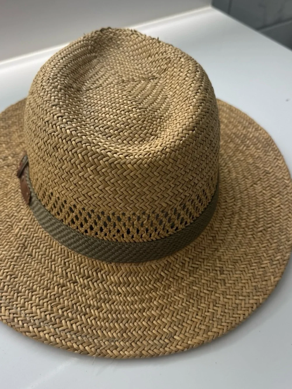 Men's Straw Fedora Hat with Olive Band